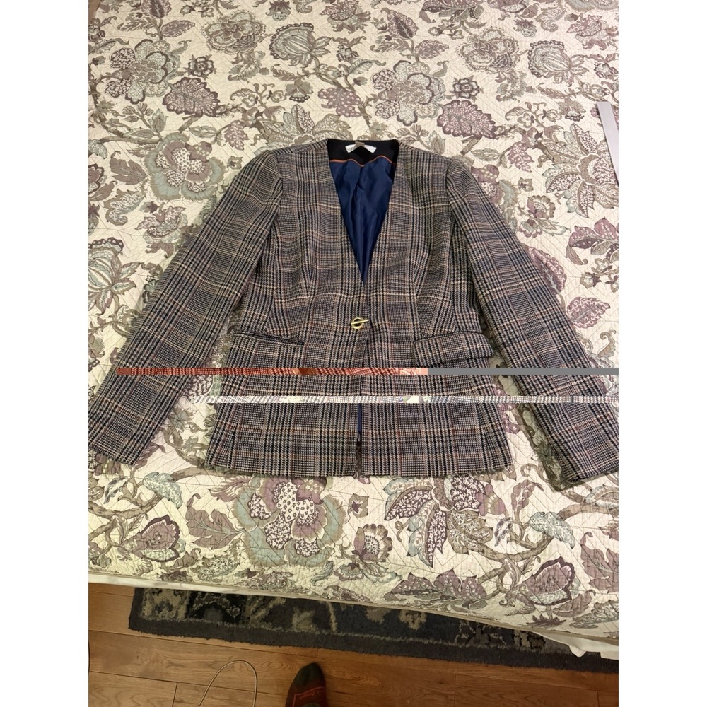 Calvin Klein Womens Woven Plaid Office Toggle  Blazer Jacket Size 8p
